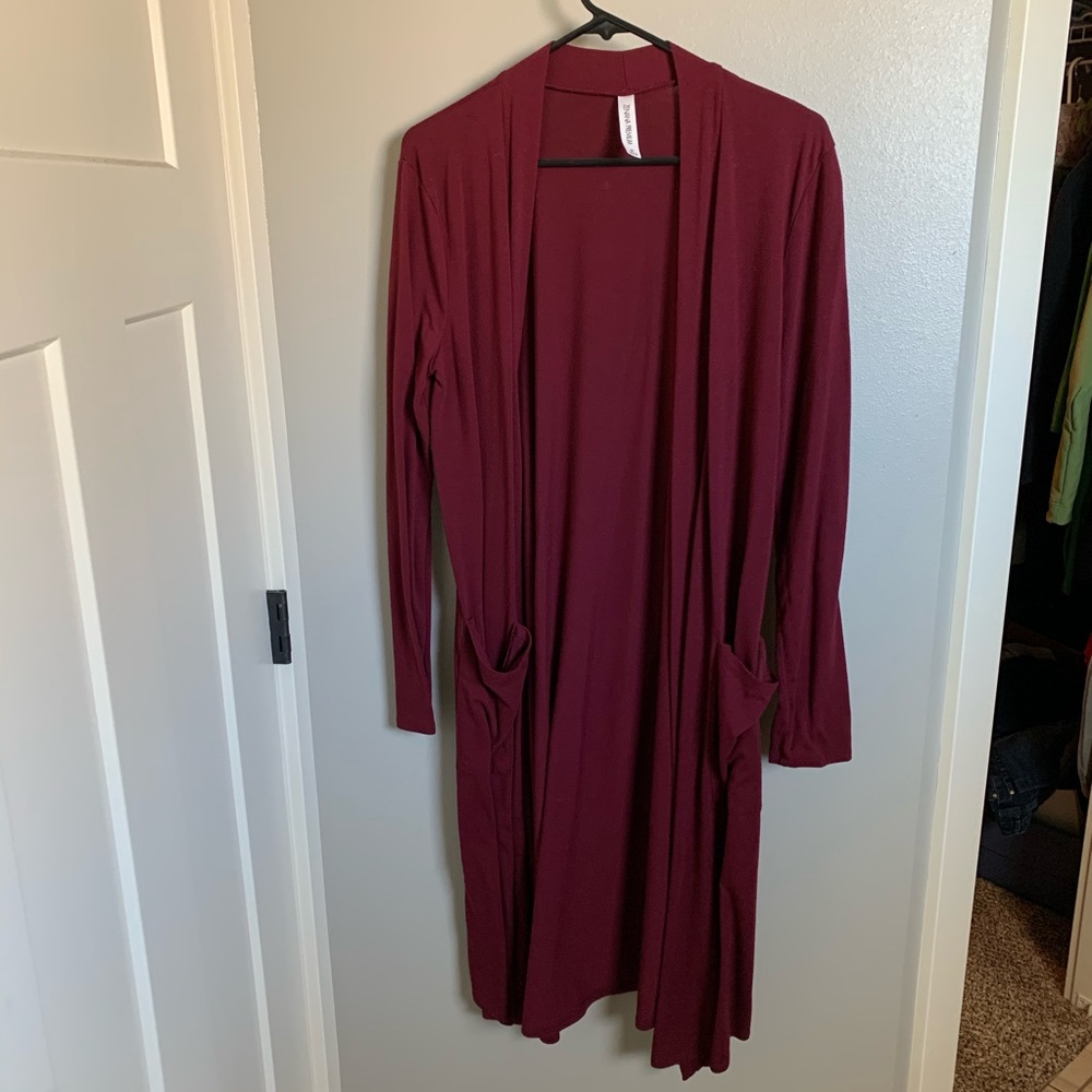 Zenana Premium Burgundy Duster- Medium